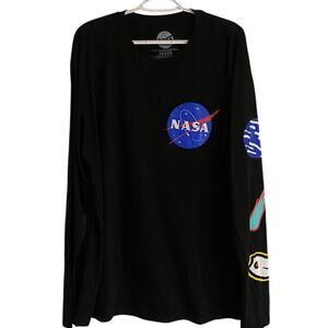 NASA Black Long Sleeve T-shirt Sz 2XL Crew Neck Space Theme